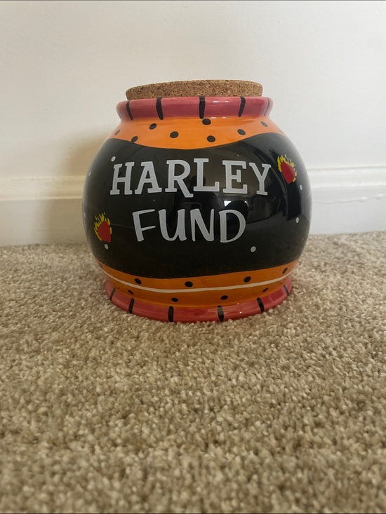 Other - Harley Fund Ceramic Jar - Black and Orange Decorative Coin Bank